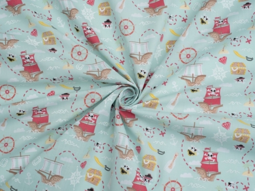 Printed Polycotton Fabric Sky Blue