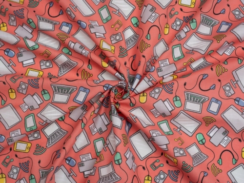 Printed Polycotton Fabric Coral