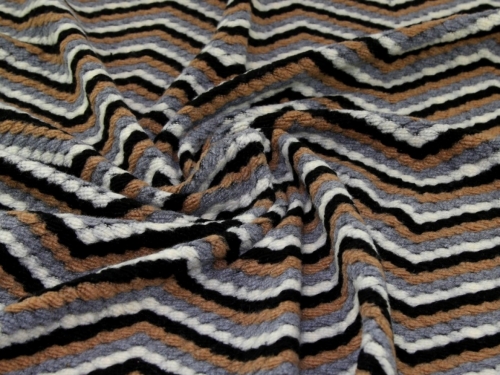 John Louden Jacquard Textured Stretch Knit Fabric Brown & Grey
