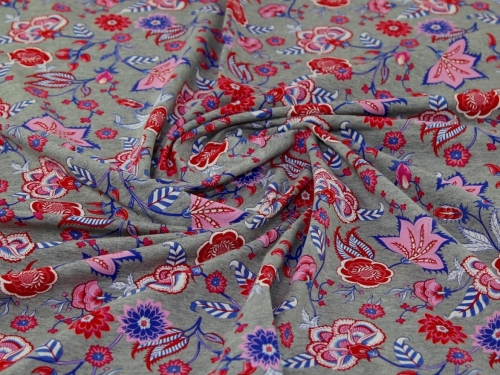 John Louden Loop Back French Terry Stretch Knit Fabric Pink & Grey