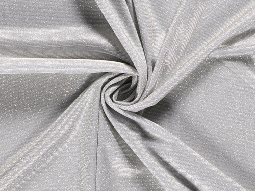Minerva Core Range Starlight Sparkle Metallic Stretch Knit Fabric Silver