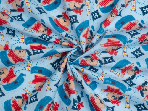 Printed Polycotton Fabric Red & Blue