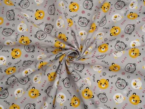 Printed Polycotton Fabric Grey