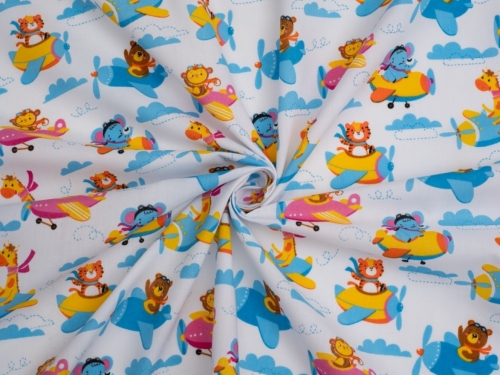 Printed Polycotton Fabric Multicoloured