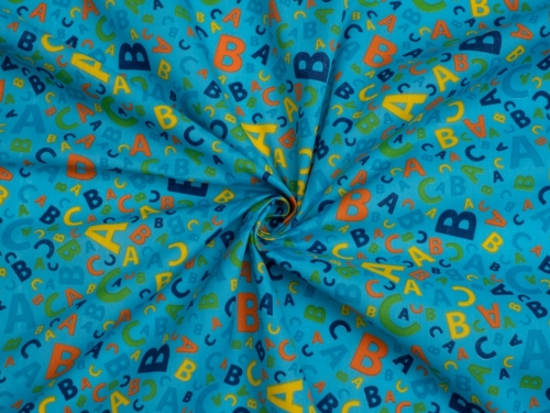 Printed Polycotton Fabric Turquoise