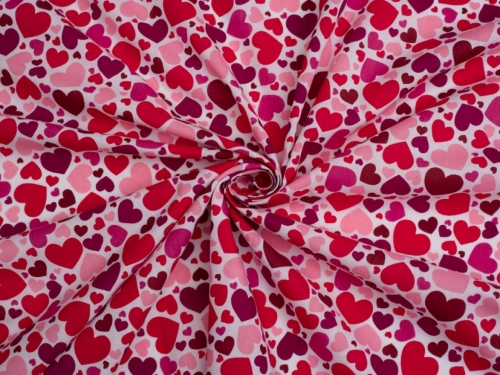 Printed Polycotton Fabric Pink & Red