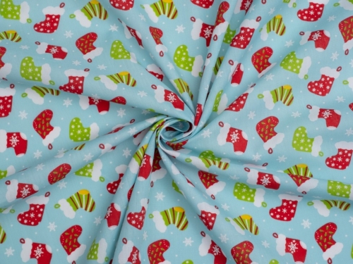 Printed Polycotton Fabric Blue