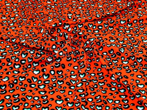 Minerva Exclusive Leopard Love Viscose Challis POD Fabric Orange