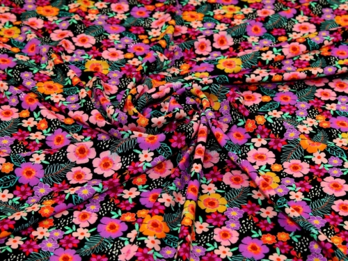 Minerva Exclusive Vibrant Flowers Viscose Challis POD Fabric