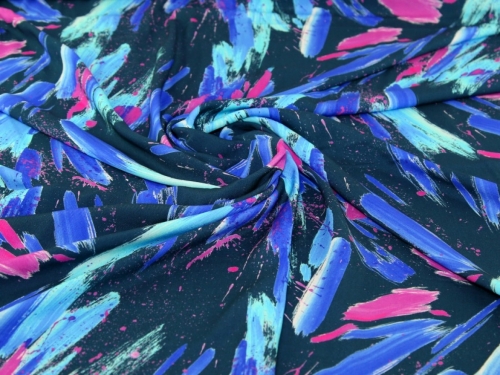 Minerva Exclusive Dynamic Brushstrokes Viscose Challis POD Fabric