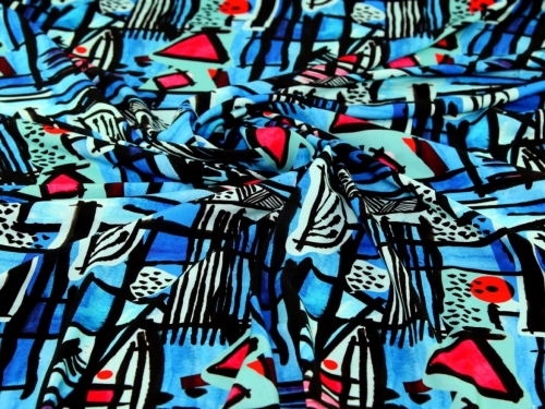 Minerva Exclusive Babelone Art Viscose Challis POD Fabric