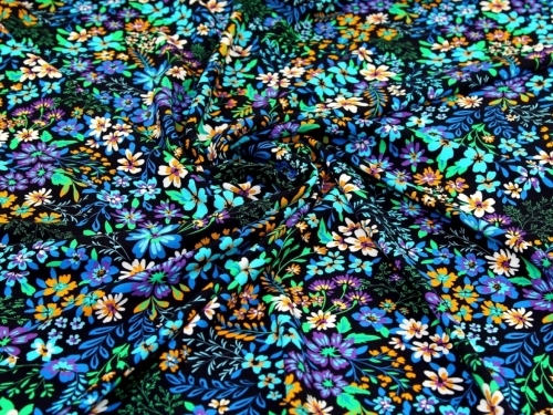 Minerva Exclusive Blossoming Floral Viscose Challis POD Fabric Serenity