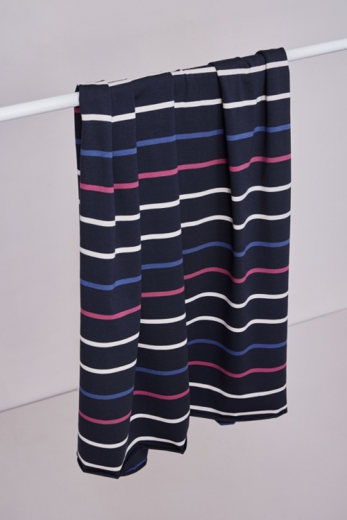 Meet MILK Nova Stripe Tencel Modal Cotton Jersey Stretch Knit Fabric Dark Navy