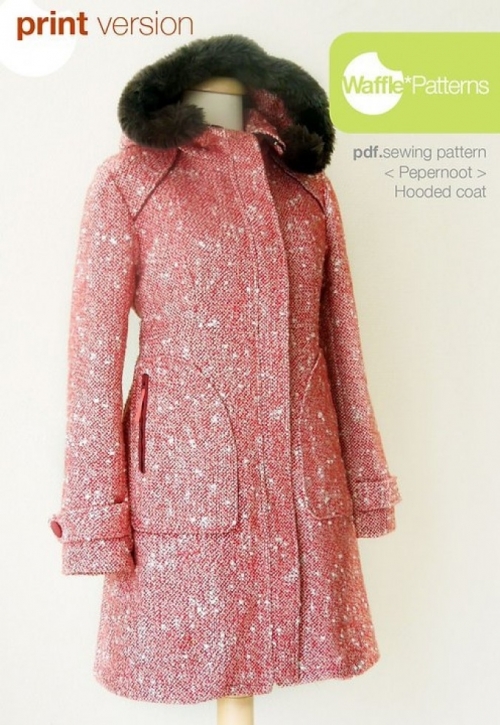 Waffle Patterns Paper Sewing Pattern Pepernoot Hooded Coat