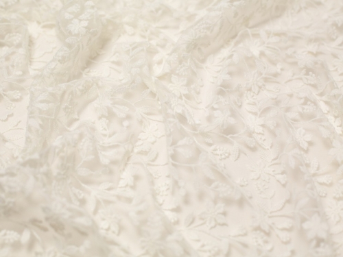 Lara Embroidered Lace Fabric Ivory