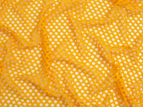 Minerva Core Range Chunky Fish Net Mesh Fabric Golden Yellow