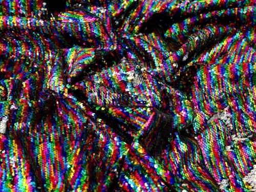 Minerva Core Range Reversible Flip Sequin Mesh Fabric Rainbow