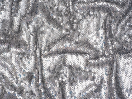 Minerva Core Range Hologram Sequin Mesh Fabric Silver