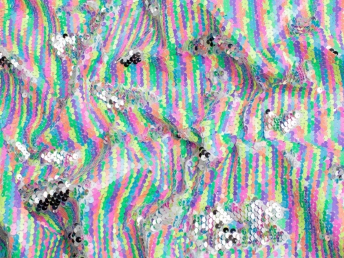 Minerva Core Range Reversible Flip Sequin Mesh Fabric Pastel