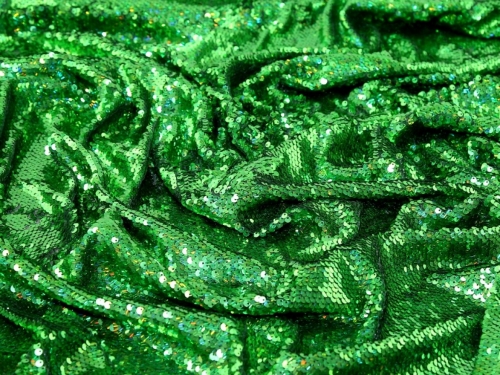 Minerva Core Range Hologram Sequin Mesh Fabric Emerald Green