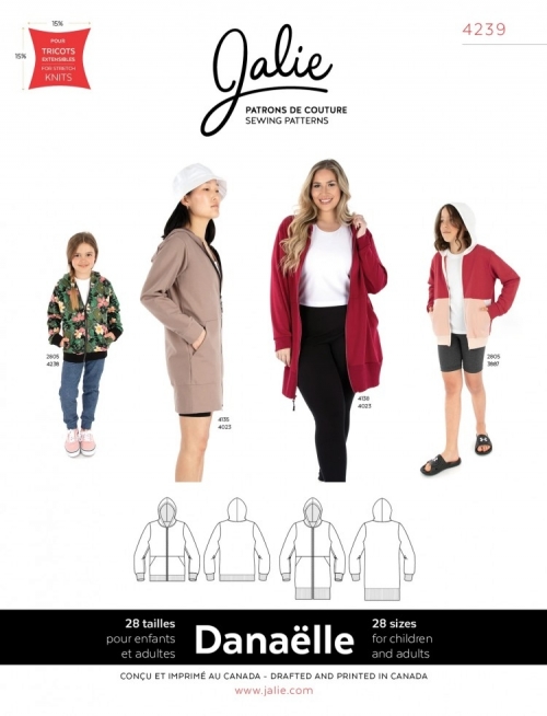 Jalie Paper Sewing Pattern 4239 Danaelle Zip Hoodies