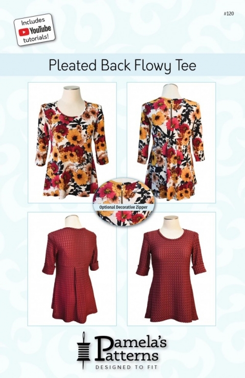 Pamelas Patterns Paper Sewing Pattern Pleated Back Flowy Tee