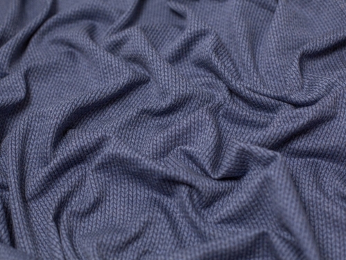 Jacquard Textured Stretch Knit Fabric Denim Blue