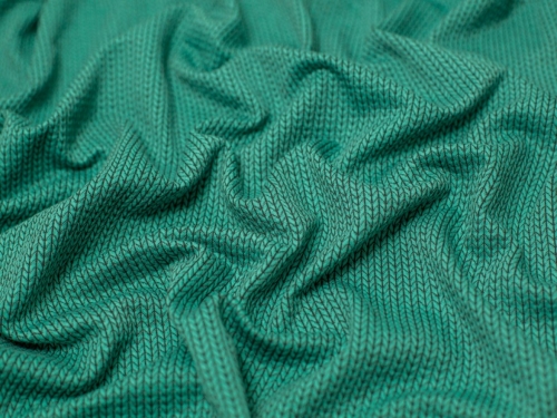 Jacquard Textured Stretch Knit Fabric Dark Aqua