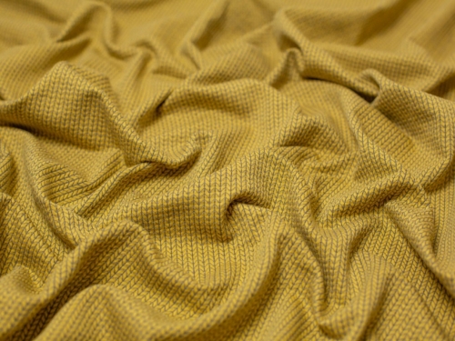 Jacquard Textured Stretch Knit Fabric Mustard