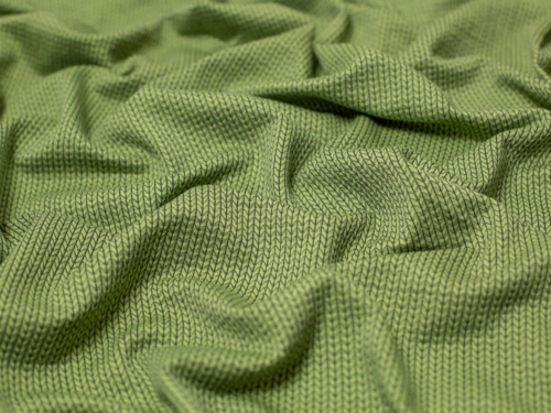 Jacquard Textured Stretch Knit Fabric Olive Green