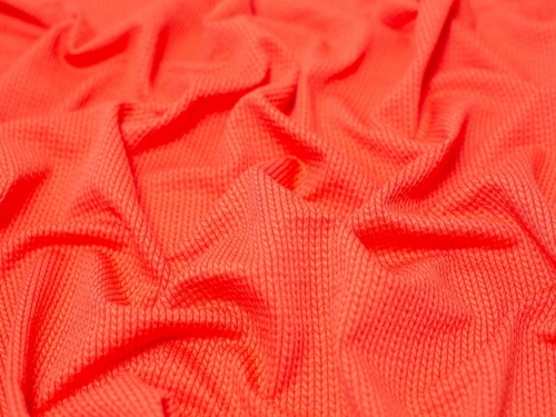 Jacquard Textured Stretch Knit Fabric Orange