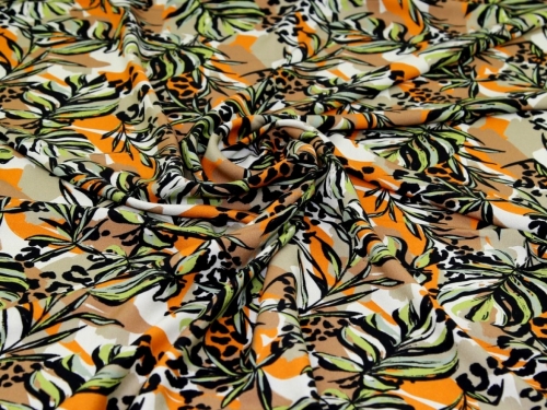 Minerva Exclusive Botanic Safari Viscose Challis POD Fabric Sand