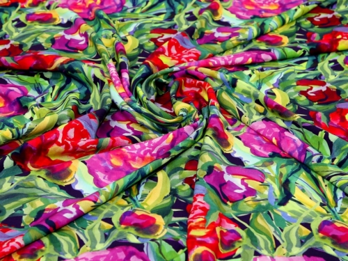 Minerva Exclusive Painted Peonies Viscose Challis POD Fabric