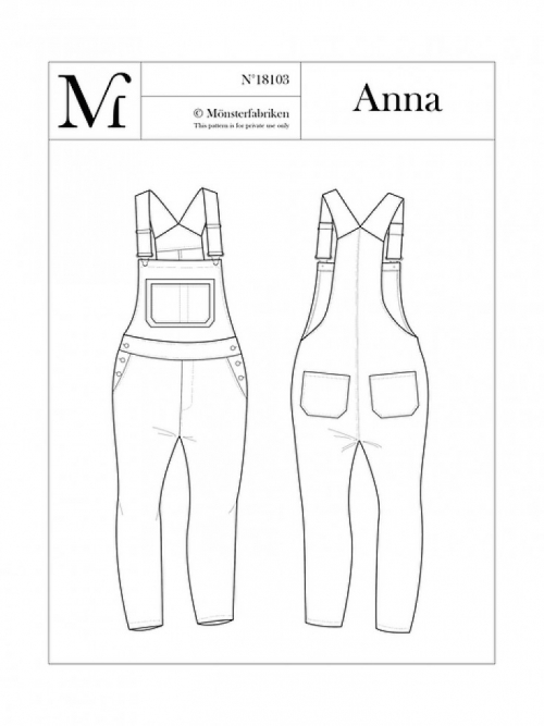 Monsterfabriken Paper Sewing Pattern Anna Dungarees