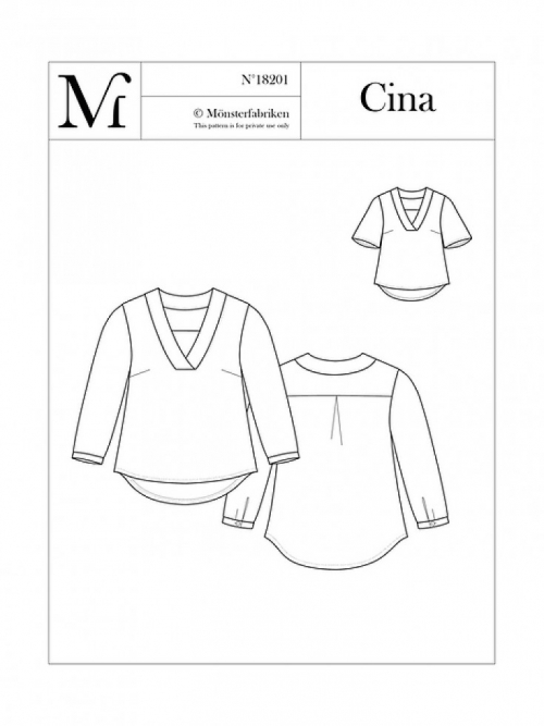 Monsterfabriken Paper Sewing Pattern Cina V Neck Top