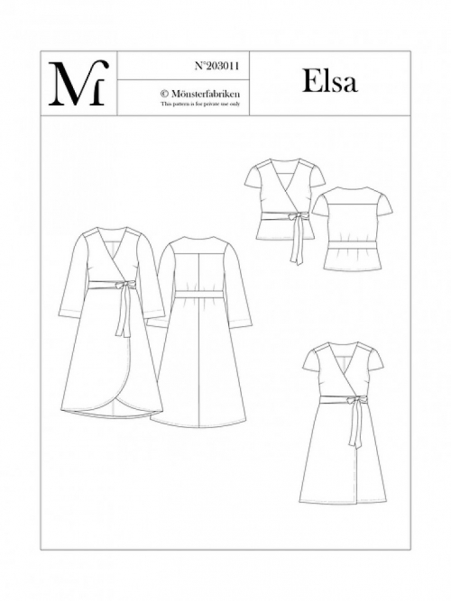 Monsterfabriken Paper Sewing Pattern Elsa Wrap Top & Dress