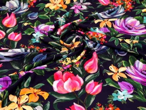 Minerva Exclusive Painted Bouquet Viscose Challis POD Fabric