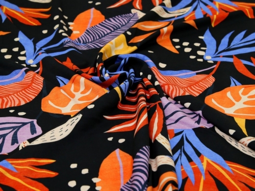 Minerva Exclusive Tropical Dusk Viscose Challis POD Fabric Twilight