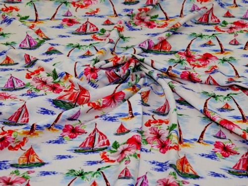 Minerva Exclusive Aloha Lagoon Viscose Challis POD Fabric Morning