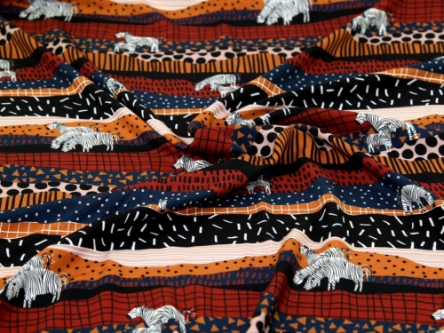 Minerva Exclusive Zebra Collage Viscose Challis POD Fabric