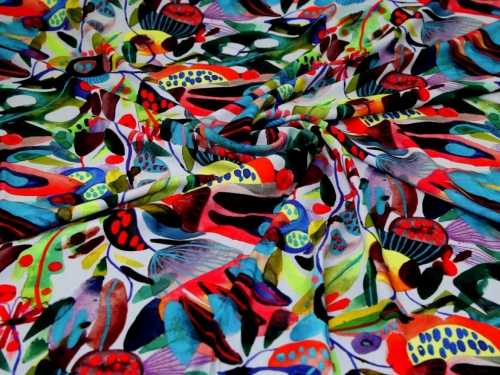 Minerva Exclusive Jungle Fruits Viscose Challis POD Fabric
