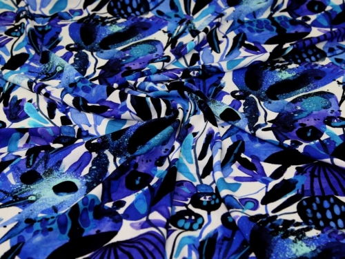 Minerva Exclusive Inky Grove Viscose Challis POD Fabric Blueberry