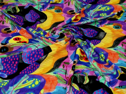Minerva Exclusive Fertile Fronds Viscose Challis POD Fabric Sunshine