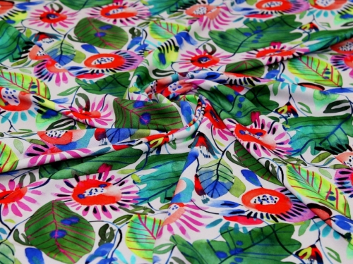 Minerva Exclusive Passionflower Prints Viscose Challis POD Fabric