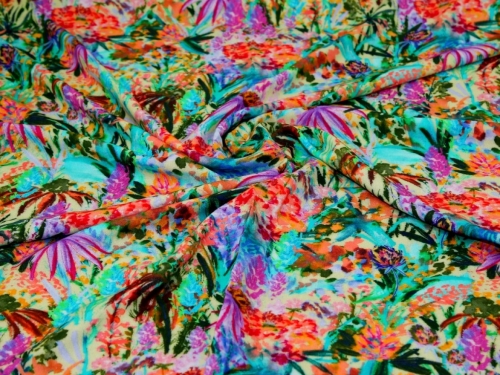 Minerva Exclusive Coneflower Collage Viscose Challis POD Fabric