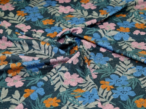 Tranquil Leaves Recycled Melange Sweater Knit Stretch POD Fabric