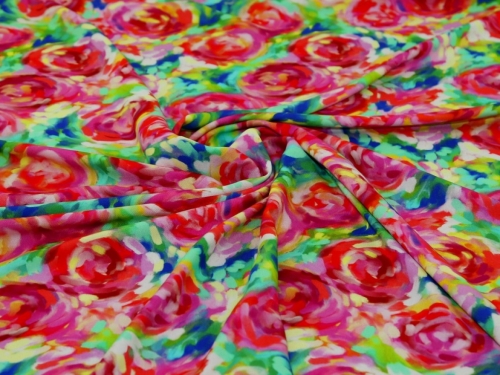 Minerva Exclusive Reeling Roses Viscose Challis POD Fabric