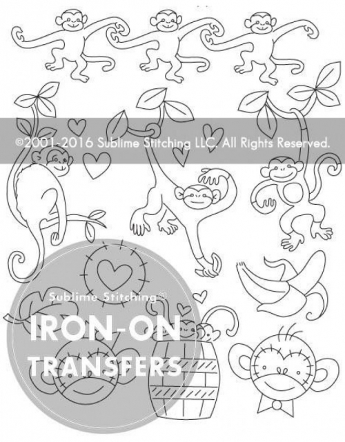 Sublime Stitching Embroidery Transfers Monkey Love