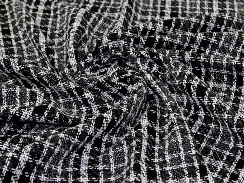 Deadstock Woven Tweed Coating Fabric Black & White