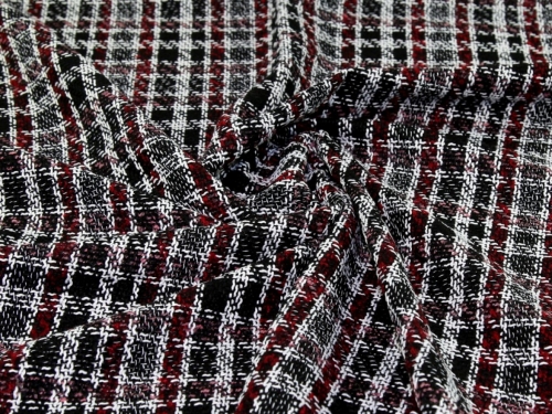 Deadstock Woven Tweed Coating Fabric Black & Red